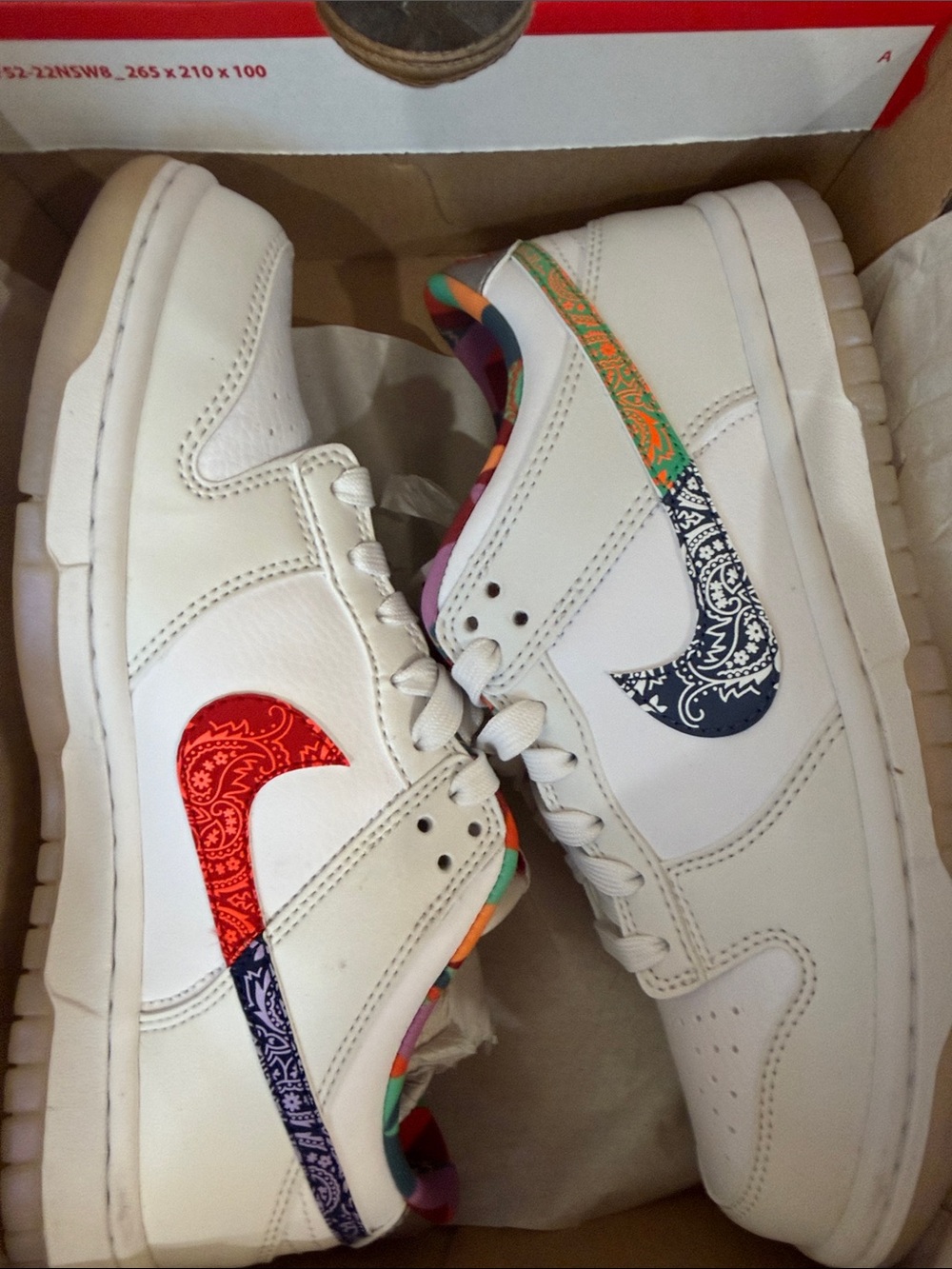 Nike Dunk Low White Multi-Color Paisley SIZE 5Y / 6.5W GS